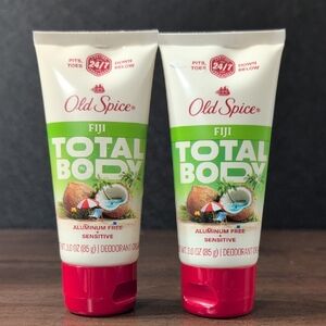 Old Spice Fiji Total Body Deodorant Cream 3 oz Aluminum Free Lot of 2